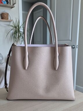 Kate Spade Medium Eva Satchel Pebbled Leather Tote Bag in Light Blush